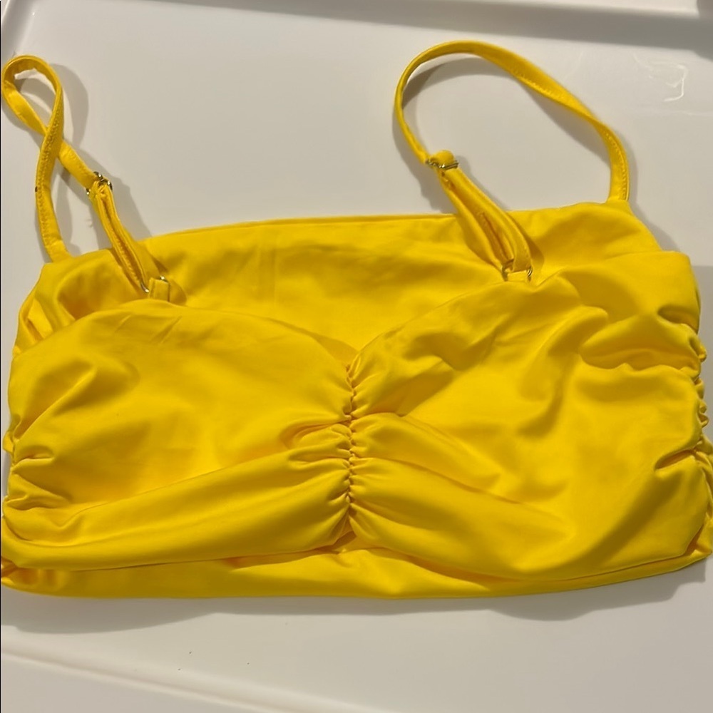 NWOT Yellow Ruched Mini Skirt with Tank - Picture 5 of 5